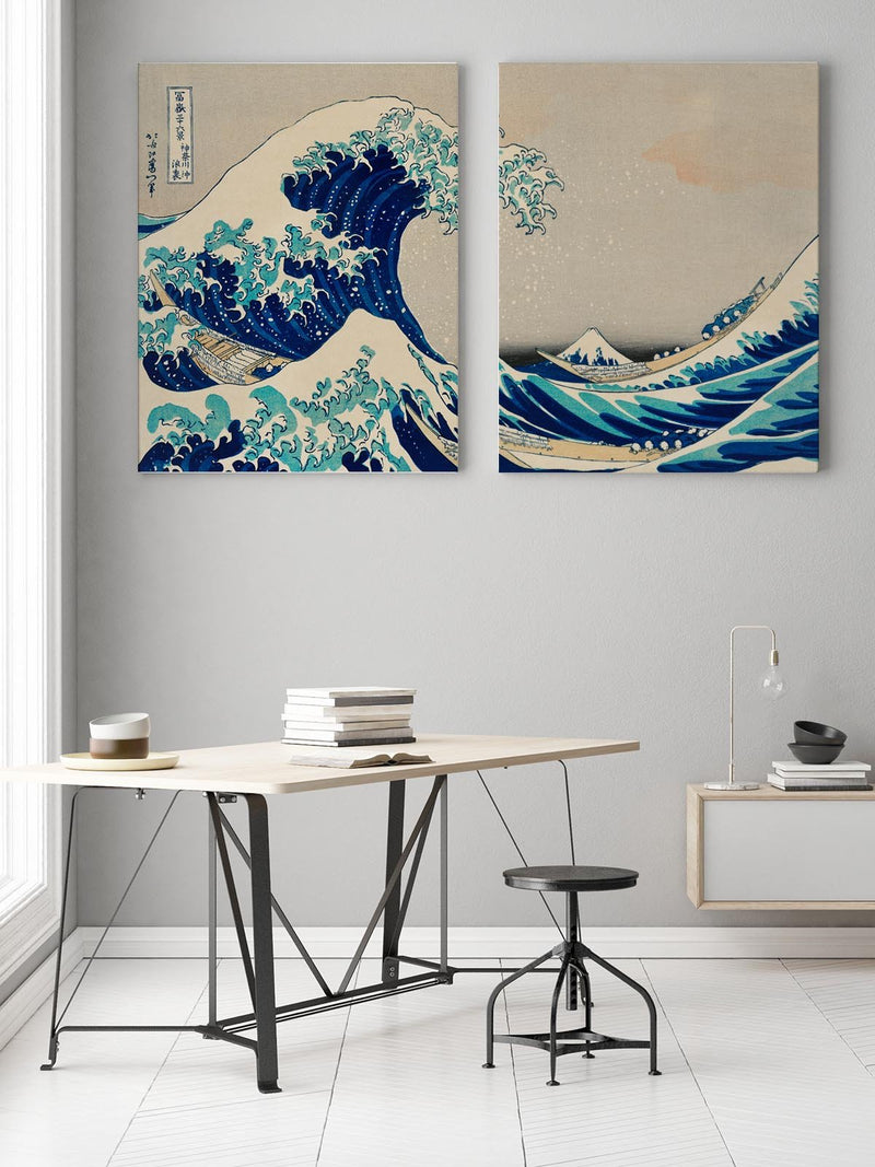 The Great Wave – Hokusai Diptych Fine Art Prints Set UV-beständig Galeriequalität — Patroa Studio