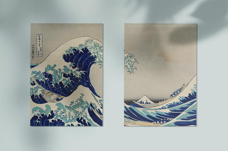The Great Wave – Hokusai Diptych Fine Art Prints Set UV-beständig Galeriequalität — Ansicht 2