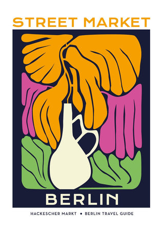 Berlin Street Market White Vase Graphic Art Poster – Fine Art Print | Botanisch | Modern