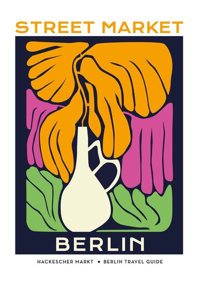 Berlin Street Market White Vase Graphic Art Poster – Fine Art Print A3–A0