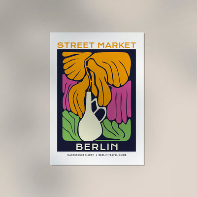 Berlin Street Market White Vase Graphic Art Poster – Fine Art Print A3–A0