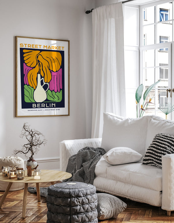 Berlin Street Market White Vase Graphic Art Poster – Fine Art Print A3–A0