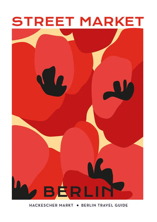 Berlin Street Market Poppy Flowers Graphic Art Poster – Fine Art Print | Botanisch | Modern