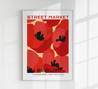 Berlin Street Market Poppy Flowers Graphic Art Poster – Fine Art Print | Botanisch | Modern