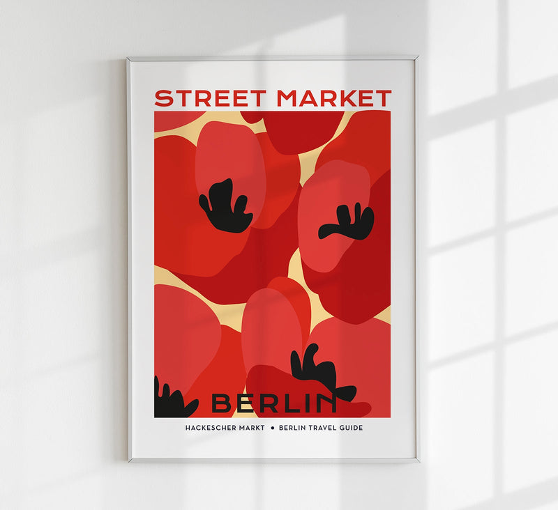 Berlin Street Market Poppy Flowers Graphic Art Poster – Fine Art Print — Patroa Studio