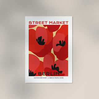 Berlin Street Market Poppy Flowers Graphic Art Poster – Fine Art Print | Botanisch | Modern