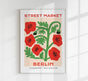 Berlin Street Market Red Flowers Graphic Art Poster – Fine Art Print Botanical Modern