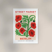 Berlin Street Market Red Flowers Graphic Art Poster – Fine Art Print Botanical Modern — Ansicht 3