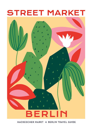 Berlin Street Market Cactus Graphic Art Poster – Fine Art Print | Botanisch | Modern