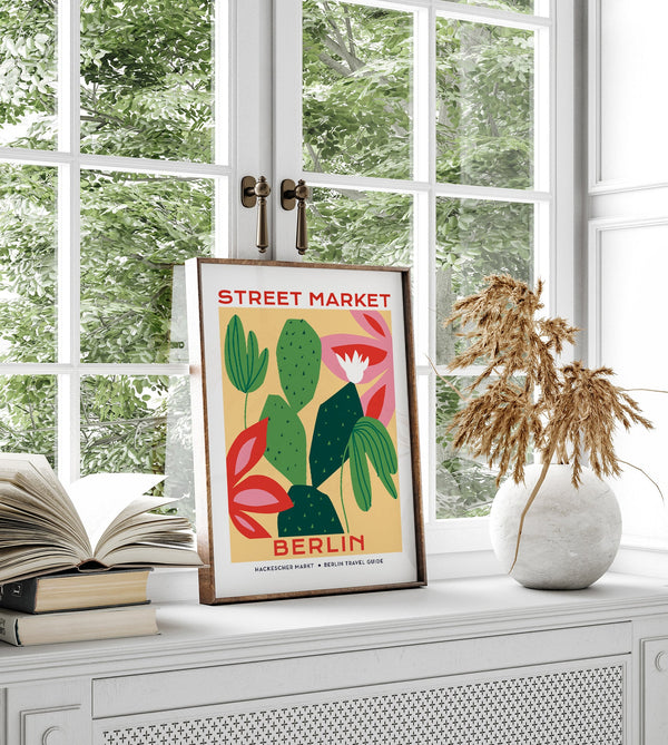 Berlin Street Market Cactus Graphic Art Poster – Fine Art Print Botanical Modern