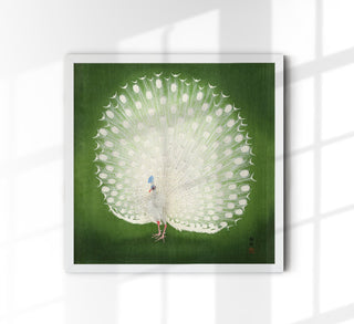 Green Peacock Japanese Squared Print – Fine Art Print | UV-Resistant | Canvas Edition