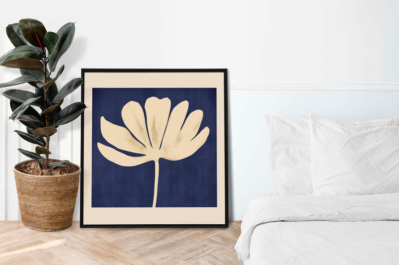 White Leaf in Blue Squared Print – Fine Art Poster Patroa Studio — Ansicht 2