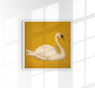 White Swan in Yellow Squared Print – Kunstdruck Fine Art