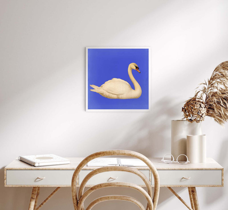 White Swan in Cyan Squared Print – Fine Art Print Patroa Studio — Ansicht 2