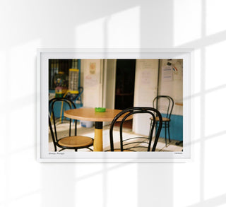 Chairs in a bar Alentejo, Portugal Poster by Cannanas – Art Print