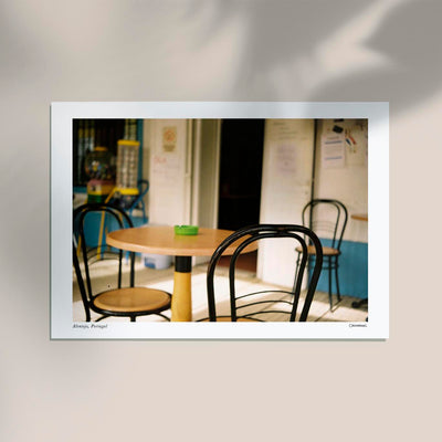 Chairs in a bar Alentejo, Portugal Poster by Cannanas – Art Print