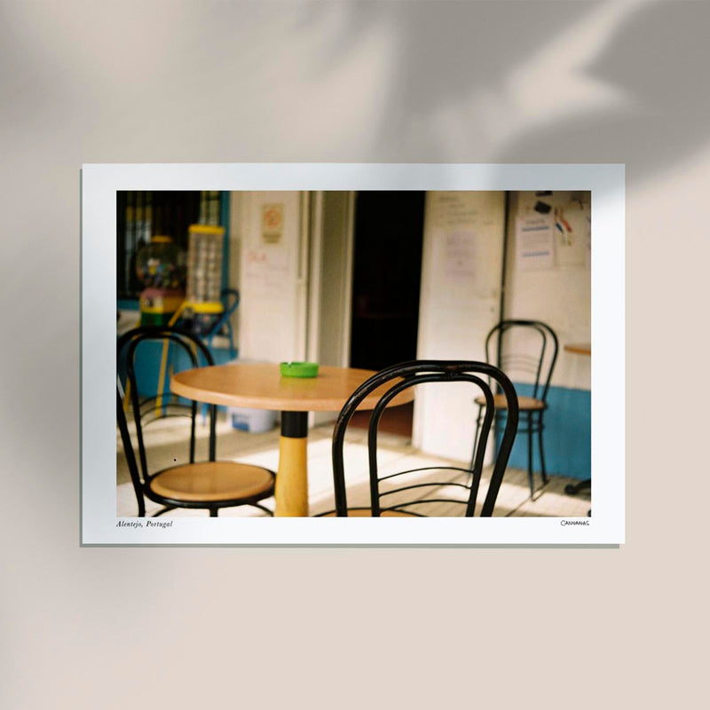 Chairs in a bar Alentejo, Portugal Poster by Cannanas – Art Print — Ansicht 3