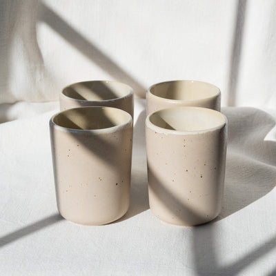 Frühstücksset Eelina Steingut handgefertigt Beige – 6, 12, 18 oder 24-teilig
