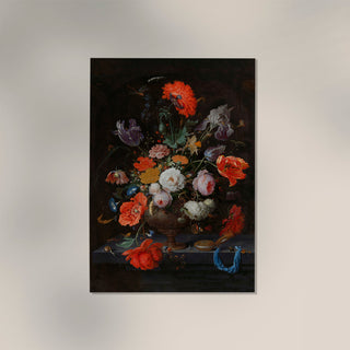 Still Life with Flowers and a Watch by Abraham Mignon Botanical Poster