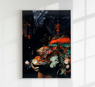 Fruits and Lobster by Abraham Mignon Botanical Poster – barockes Stillleben als Fine Art Wandkunst für Esszimmer, Küche, Weinzimmer oder Galerie-Wall im klassischen Tafelbild-Stil
