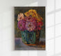 Still Life with Zinnias in a Green Jar – Botanical Poster by Floris Verster | UV-resistant | Premium Art Print