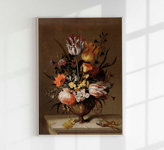 Still Life with a Vase of Flowers and a Dead Frog – Fine Art Print | UV-beständig | Atelierdruck