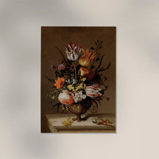 Still Life with a Vase of Flowers and a Dead Frog – Fine Art Print | UV-beständig | Atelierdruck