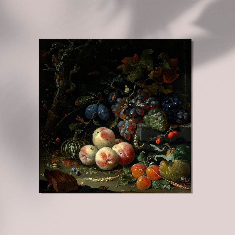 Dutch Still Life with Fruit, Foliage, and Insects Botanical Squared Print — Ansicht 3