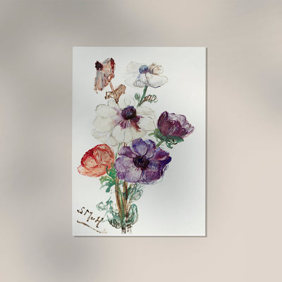 New Year's Greeting with Anemones Botanical Art Print – Patroa Studio