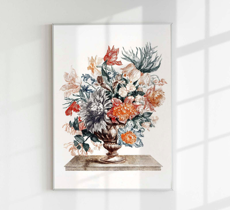 Stone Vase with Flowers by Johan Teyler – Botanischer Kunstdruck — Patroa Studio