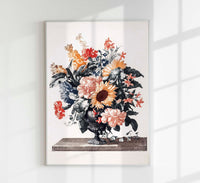 Stone vase with flowers with Sunflowers and Carnations by Johan Teyler Botanical Poster — Ansicht 1