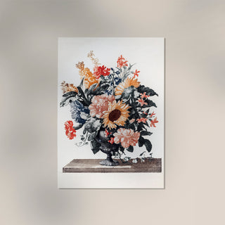 Stone vase with flowers with Sunflowers and Carnations by Johan Teyler  Botanical Poster