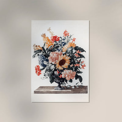 Stone vase with flowers with Sunflowers and Carnations by Johan Teyler Botanical Poster