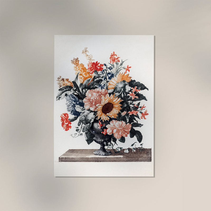 Stone vase with flowers with Sunflowers and Carnations by Johan Teyler Botanical Poster — Ansicht 3