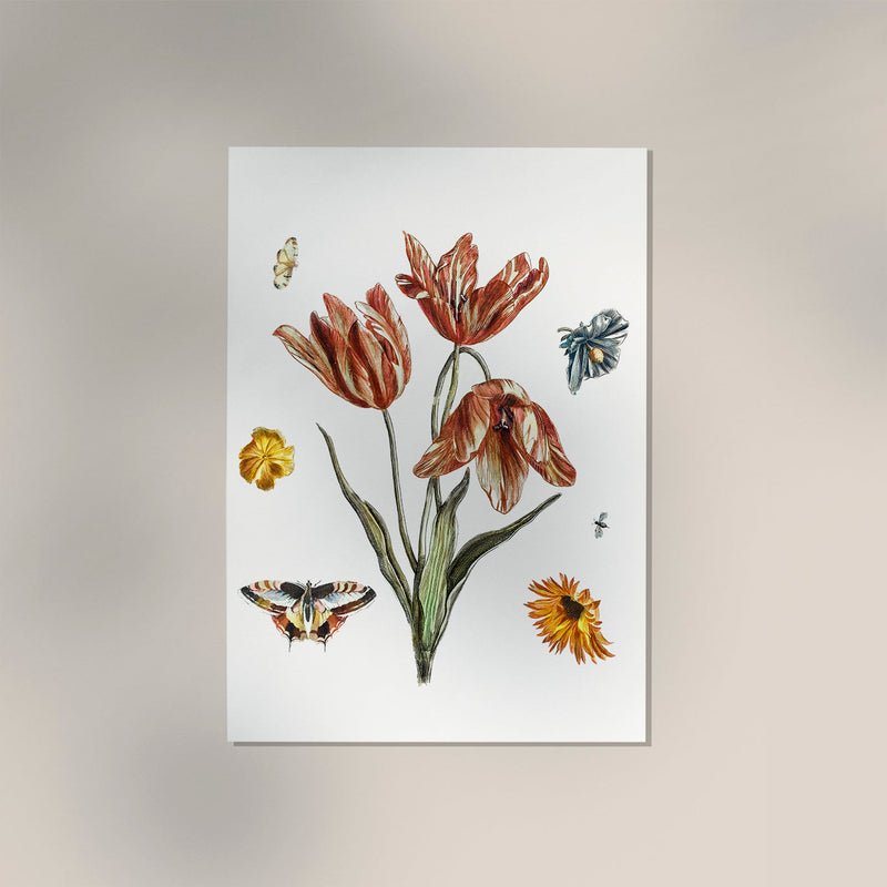 Flowers, butterflies and a fly – Botanical art print by Johan Teyler — Ansicht 3