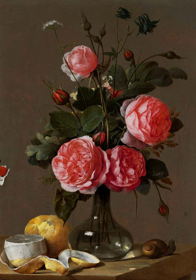 Still Life with Roses and Orange Botanical Poster – Kunstdruck Berlin