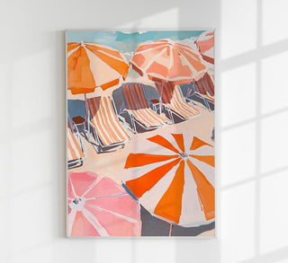 Summertime Art Poster, Fine-Art-Kunstdruck mit moderner Sommerillustration in klarer Grafikästhetik auf säurefreiem Papier oder Canvas
