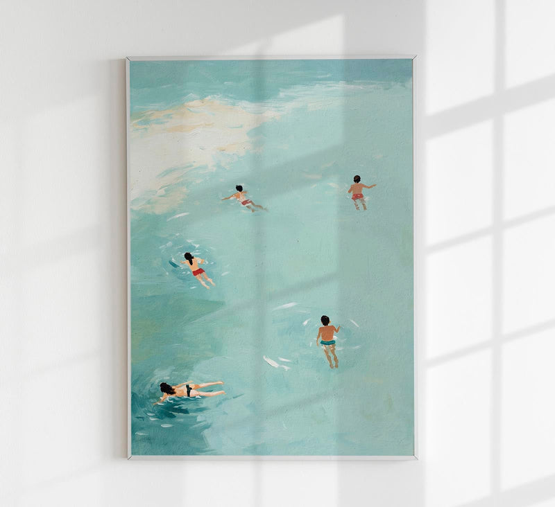 Children playing in the Water Art Poster – Graphic Fine Art Print — Patroa Studio