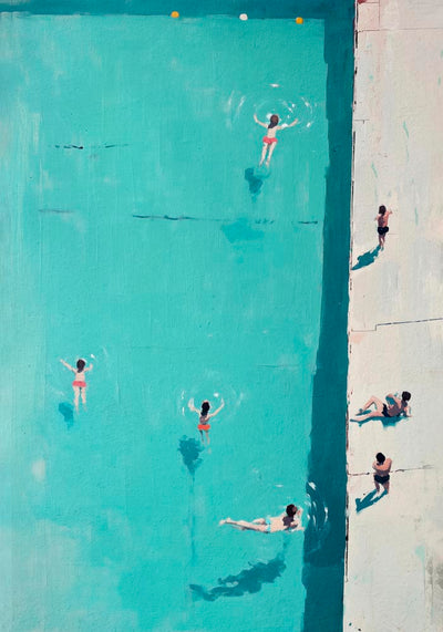 Summer Day at the Pool Art Poster – Fine Art Print UV-beständig Atelierdruck