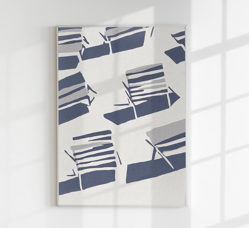 Shadows of Beach Chairs – Minimal Art Print UV-beständig — Patroa Studio