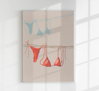 Bikini on the clothesline Art Poster – Fine Art Print | Minimal | Coastal