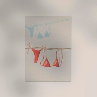 Bikini on the clothesline Art Poster – Fine Art Print | Minimal | Coastal
