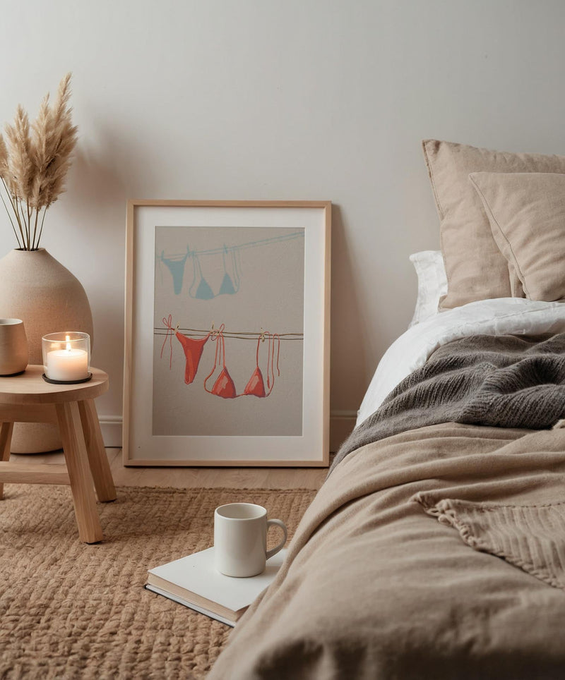 Bikini on the Clothesline Art Poster – Fine Art Print Minimalist Coastal — Ansicht 2