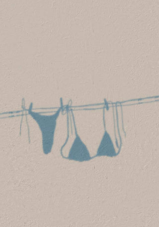 Bikini shadow on the clothesline Art Poster – Fine Art Print | Minimal | Coastal