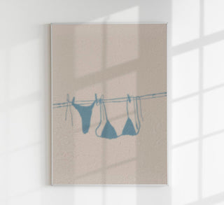 Bikini shadow on the clothesline Art Poster – Fine Art Print | Minimal | Coastal