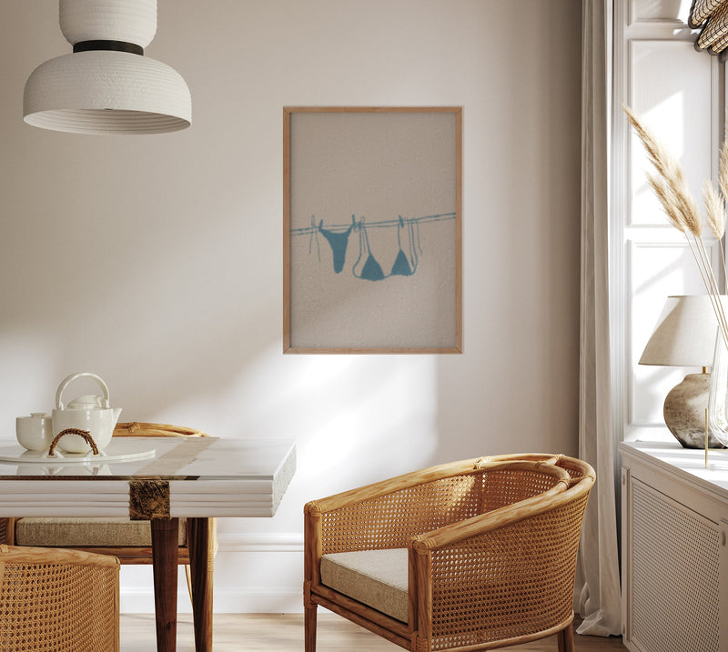 Bikini Shadow on the Clothesline Art Poster – Fine Art Print | Minimal | Coastal — Ansicht 2