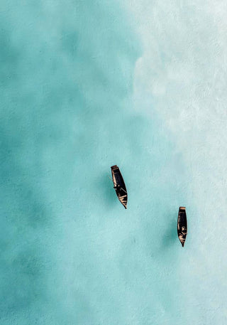 Boats drifting in the clear waters Art Poster – Fine Art Print | Coastal | Modern