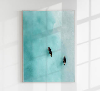 Boats drifting in the clear waters Art Poster – Fine Art Print | Coastal | Modern