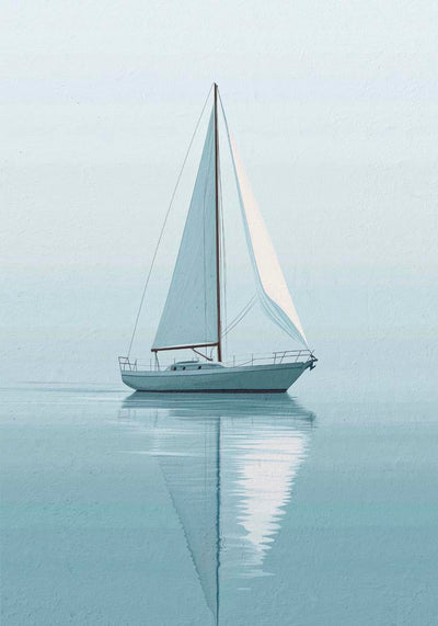 Sailboat Sailing in Calm Waters Art Poster – Fine Art Print UV-resistant