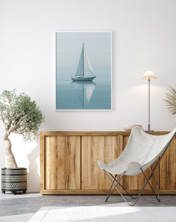 Sailboat Sailing in Calm Waters Art Poster – Fine Art Print UV-resistant